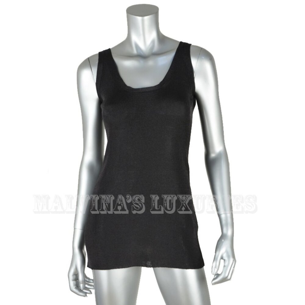 GUCCI SLEEVELESS TANK TOP BLACK METALLIZED JERSEY sz L / LARGE